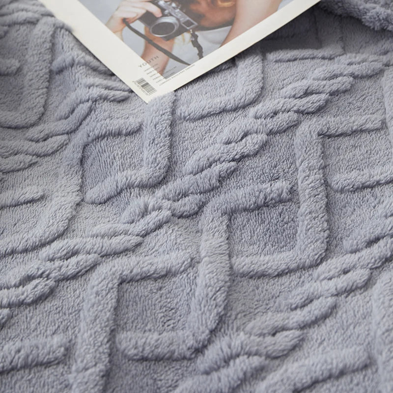 Cable Knit double-sided Fluffy Thermal Blanket