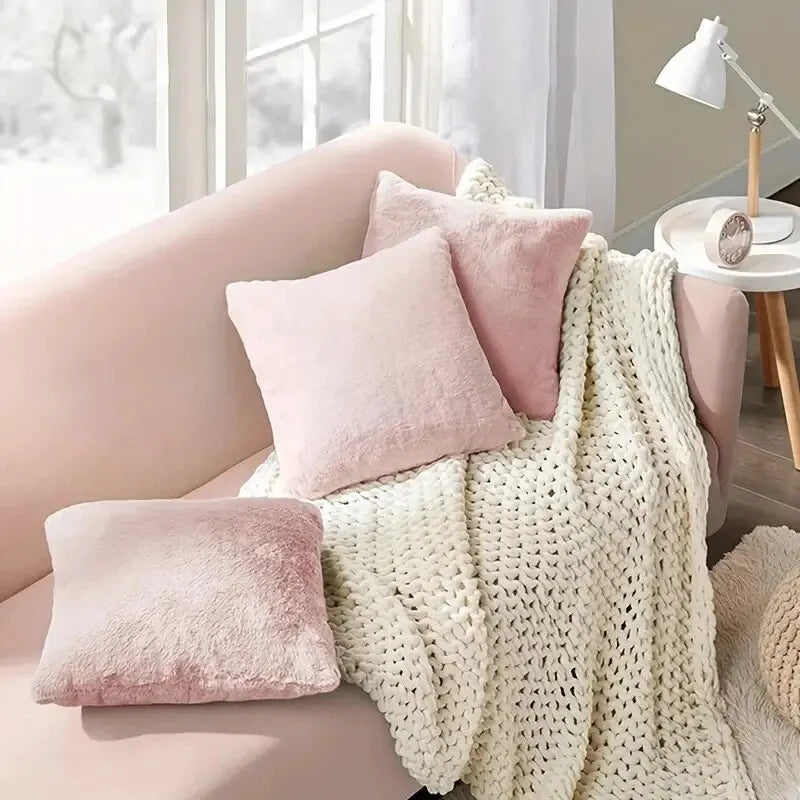 Jessica Faux Rabbit Fur Plush Cushion Cover