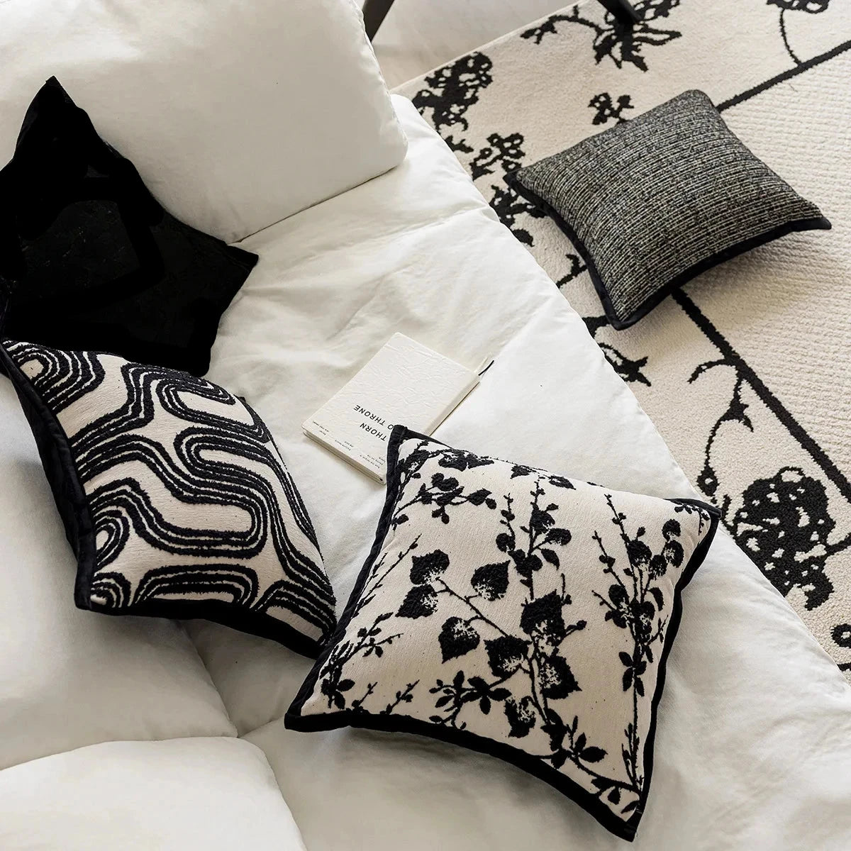 Nordic Black Trim Cushion Covers