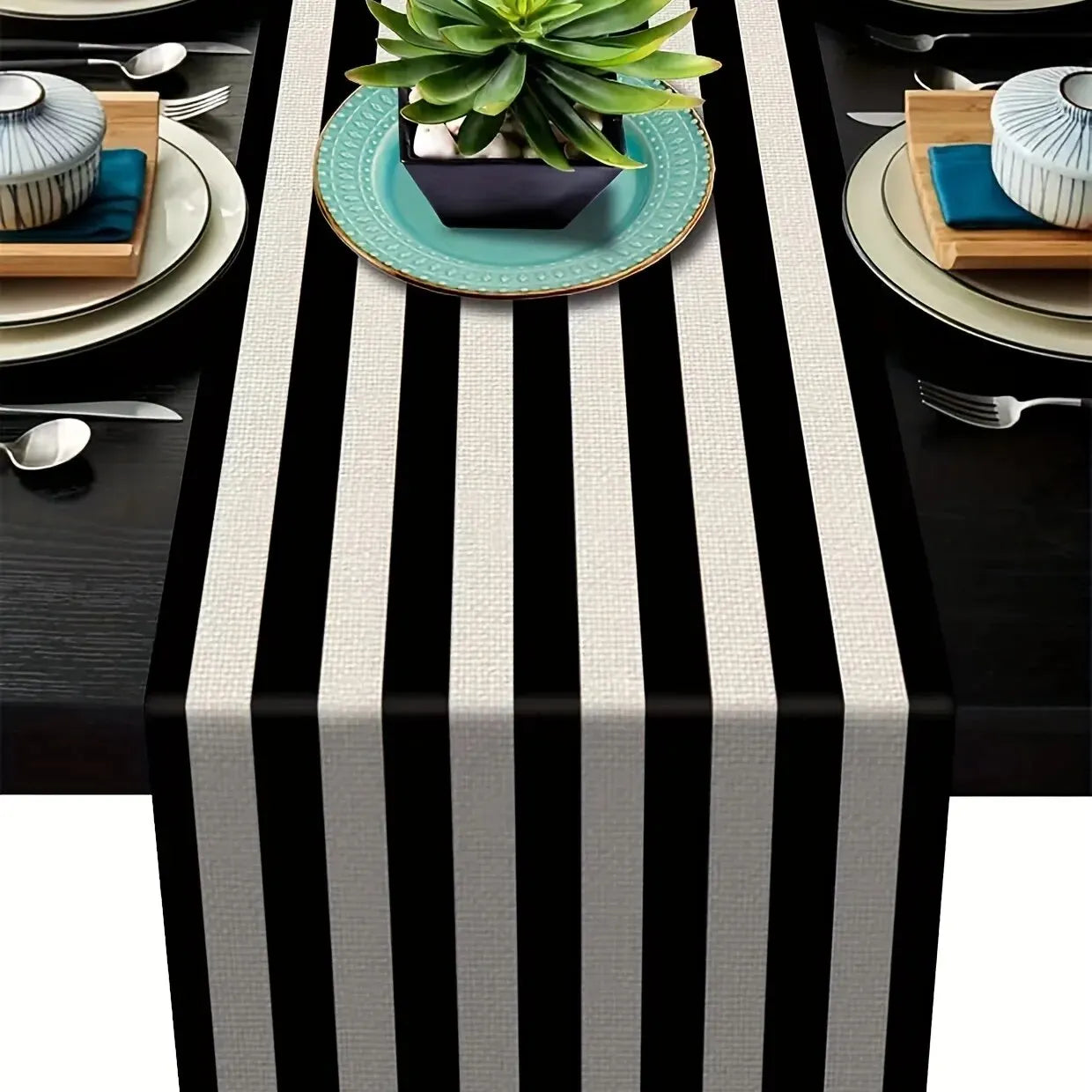 Striped Linen Table Runner