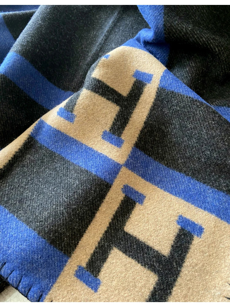 Wool H Letter Wool Blanket Winter