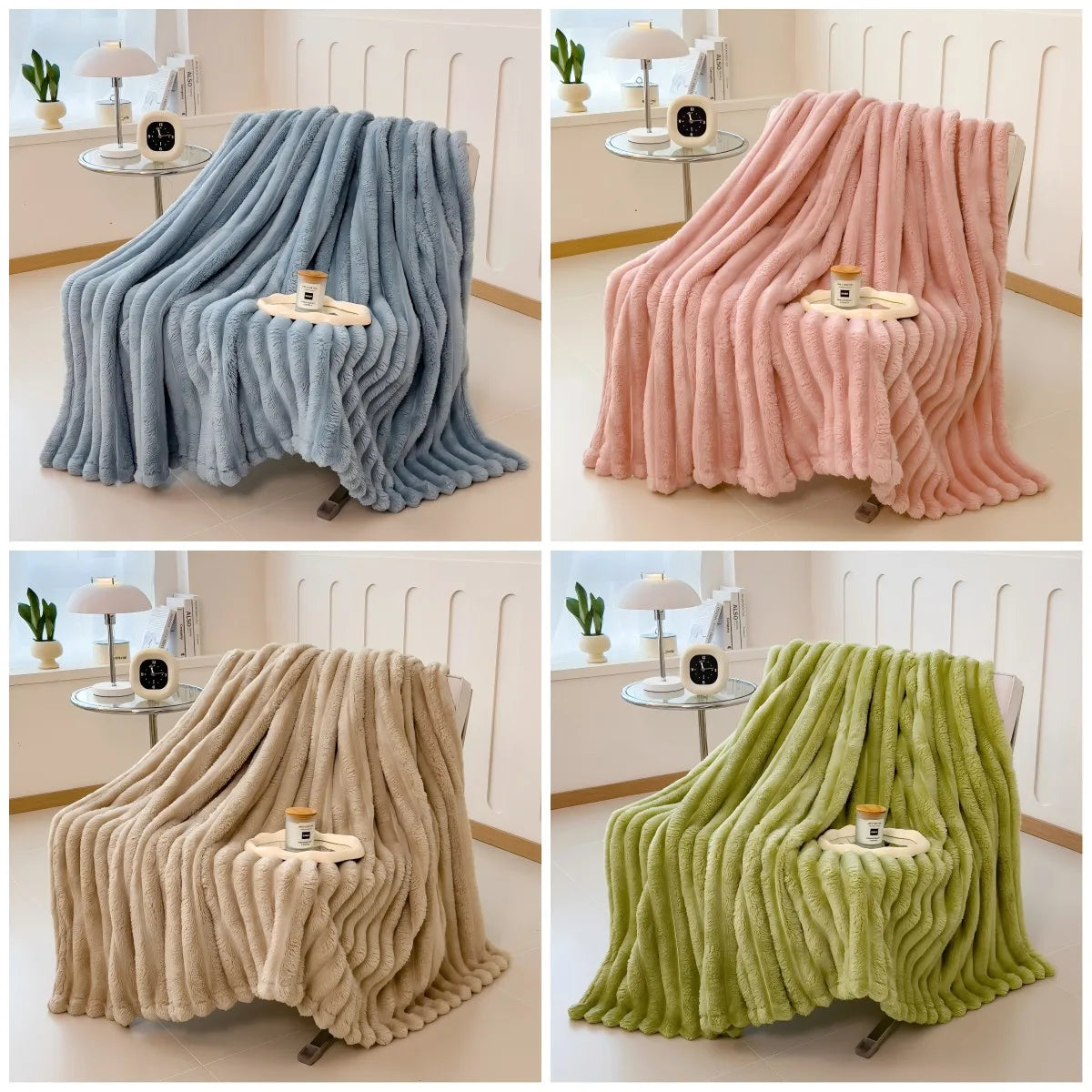 Stephanie Ribbed Wide Striped Throw Blanket