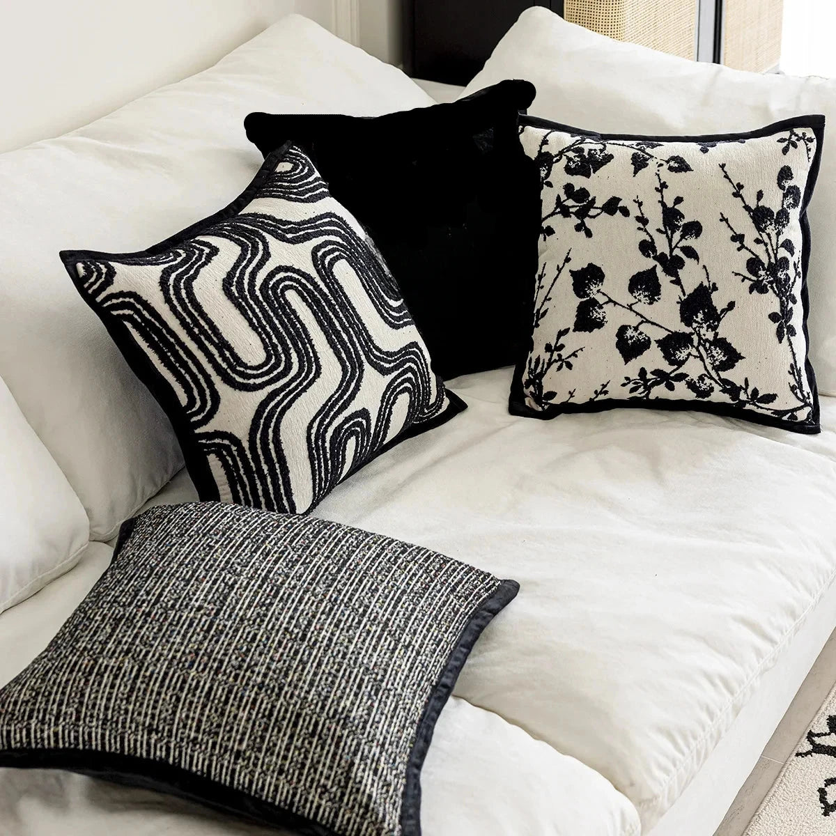 Nordic Black Trim Cushion Covers