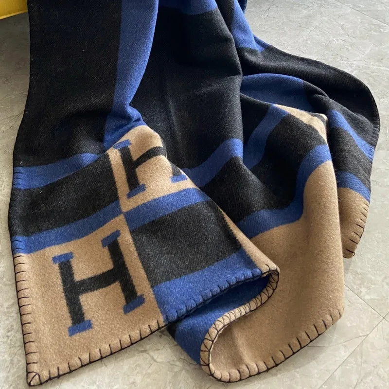 Wool H Letter Wool Blanket Winter