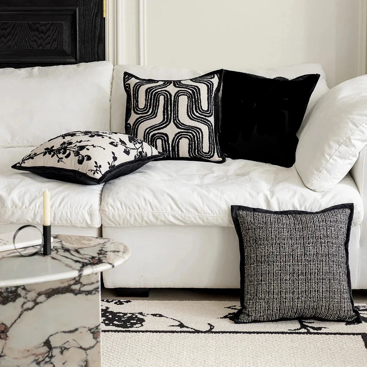 Nordic Black Trim Cushion Covers