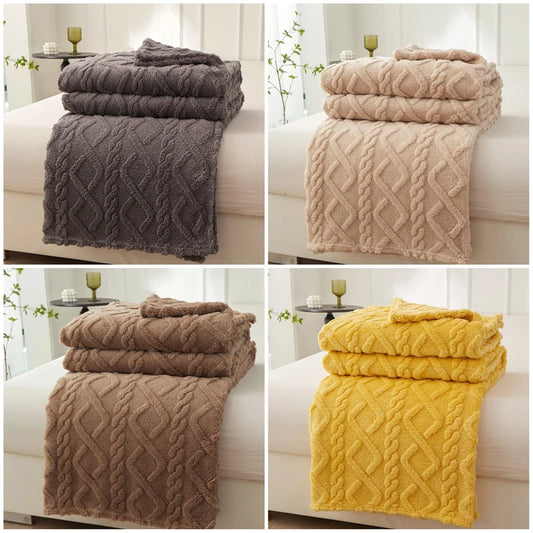 Cable Knit double-sided Fluffy Thermal Blanket