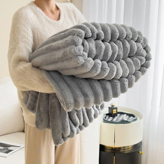 Stephanie Ribbed Wide Striped Throw Blanket