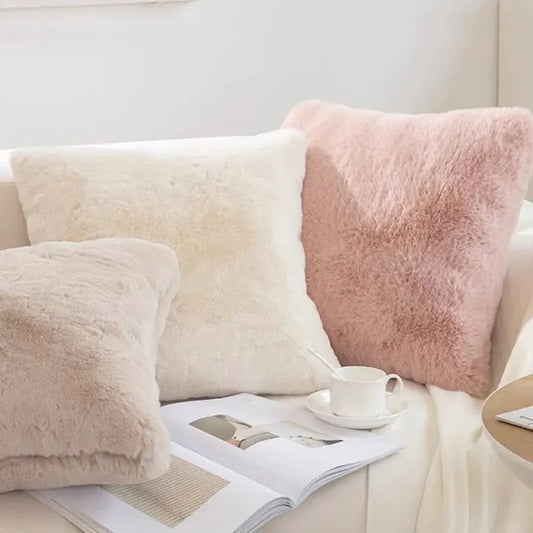 Jessica Faux Rabbit Fur Plush Cushion Cover